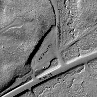ALS/LIDAR technology graphically illuminates the extent to which the proposed gas station site was mined for gravel, making it hyper-vulnerable to contamination. Photo: Robert Newton
